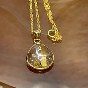 Natural Golden Rutilated Quartz 钛金 925 Silver Pendant & Chain 3.29g 22.9 by 13.6 by 5.7mm - Huangs Jadeite and Jewelry Pte Ltd