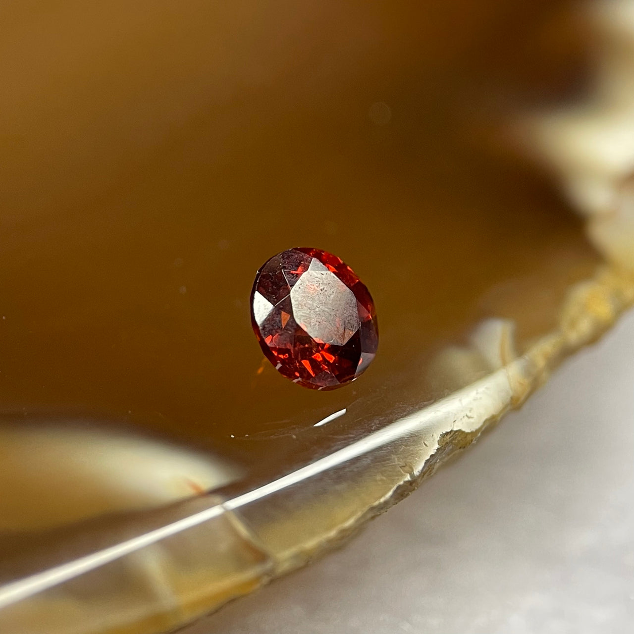 Natural Orange Red Garnet Crystal Stone for Setting - 0.90ct 5.2 by 5.2 by 3.4mm - Huangs Jadeite and Jewelry Pte Ltd