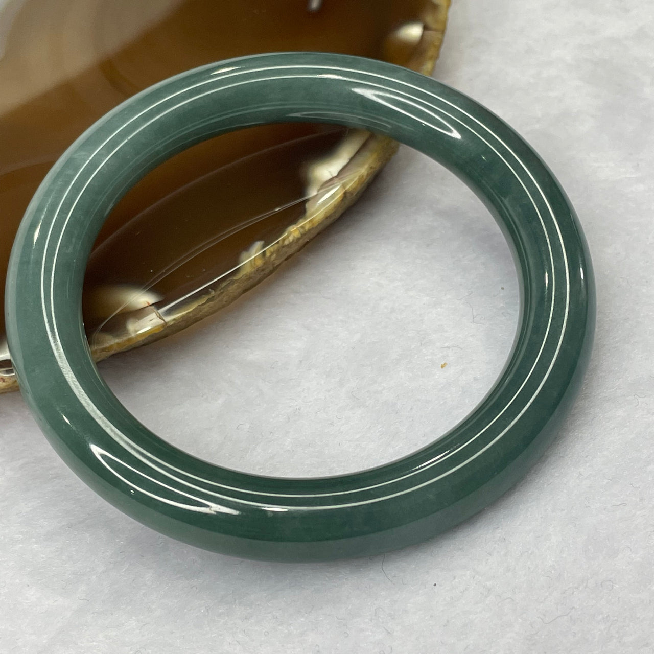 Type A Semi Icy Blueish Green Jadeite Bangle 53.53g inner diameter 57.2mm 9.6 by 9.6mm - Huangs Jadeite and Jewelry Pte Ltd