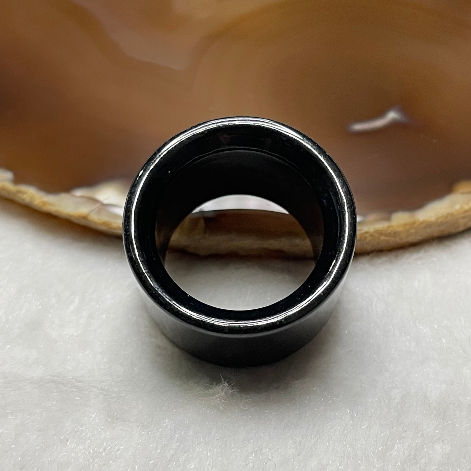 Type A Black Jade Jadeite Ring 20.89g US12 HK27 Inner Diameter 21.5mm Thickness 20.0 by 4.2mm - Huangs Jadeite and Jewelry Pte Ltd