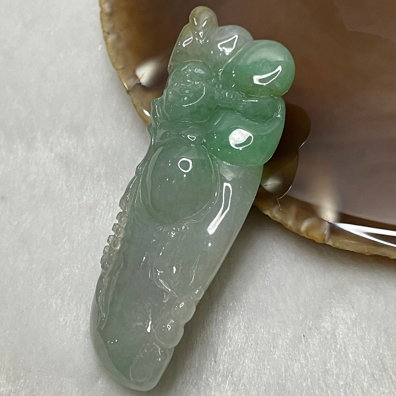 Type A Green & Yellow Milo Buddha & Ruyi Jade Jadeite Pendant - 41.53g 70.2 by 28.5 by 12.1mm - Huangs Jadeite and Jewelry Pte Ltd