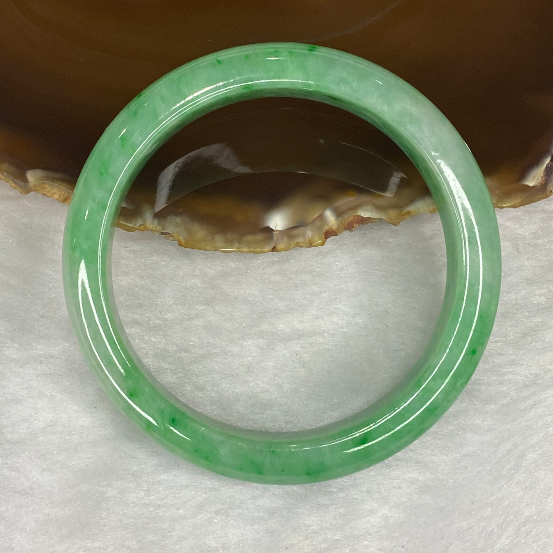 Rare High End Type A Intense Apple Green with Spicy Green Bangle 54.12g Inner Dia 56.4mm 12.1 by 8.1mm - Huangs Jadeite and Jewelry Pte Ltd