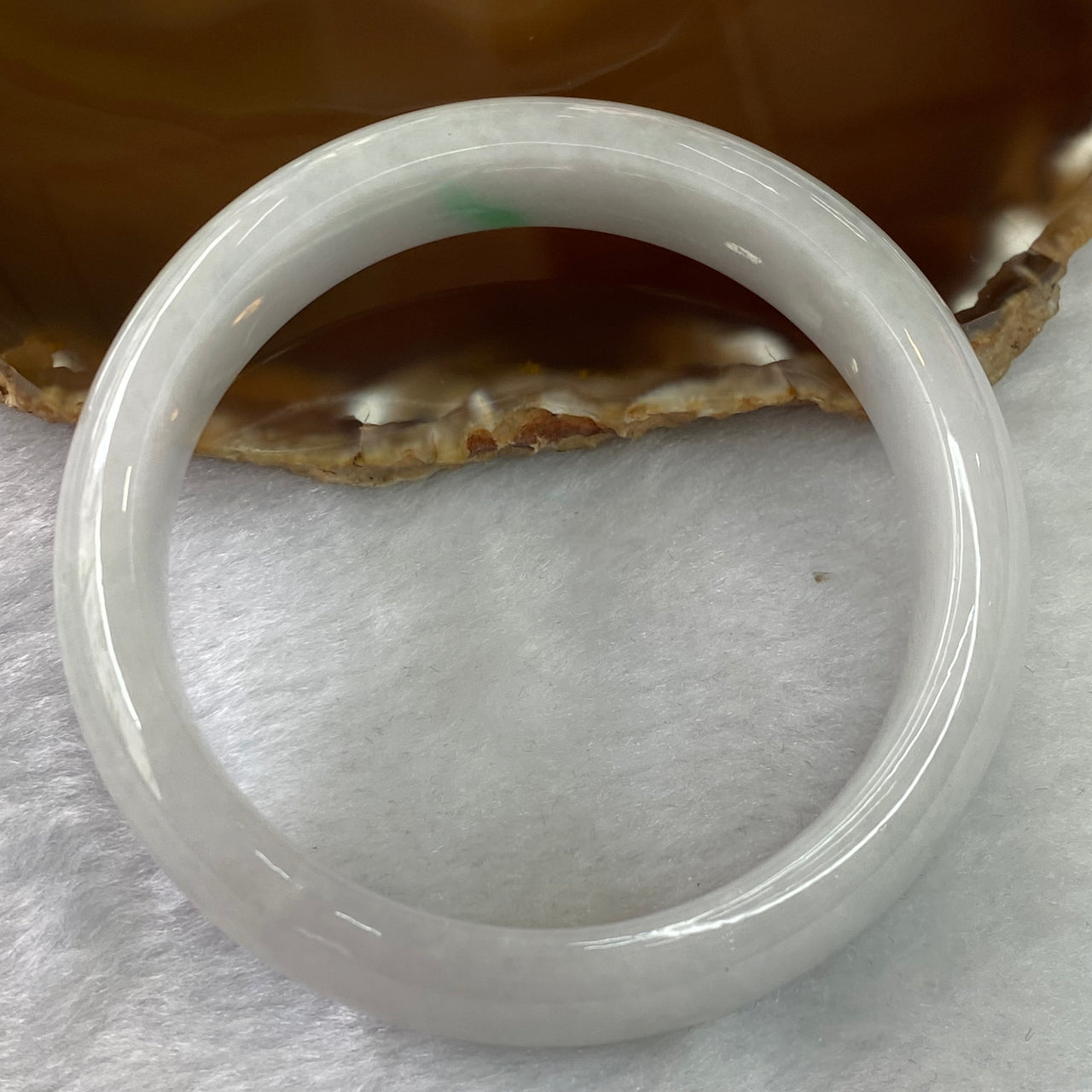 Type A Faint Lavender Green Jadeite Bangle 69.48g inner diameter 58.4mm 16.3 by 8.6mm - Huangs Jadeite and Jewelry Pte Ltd