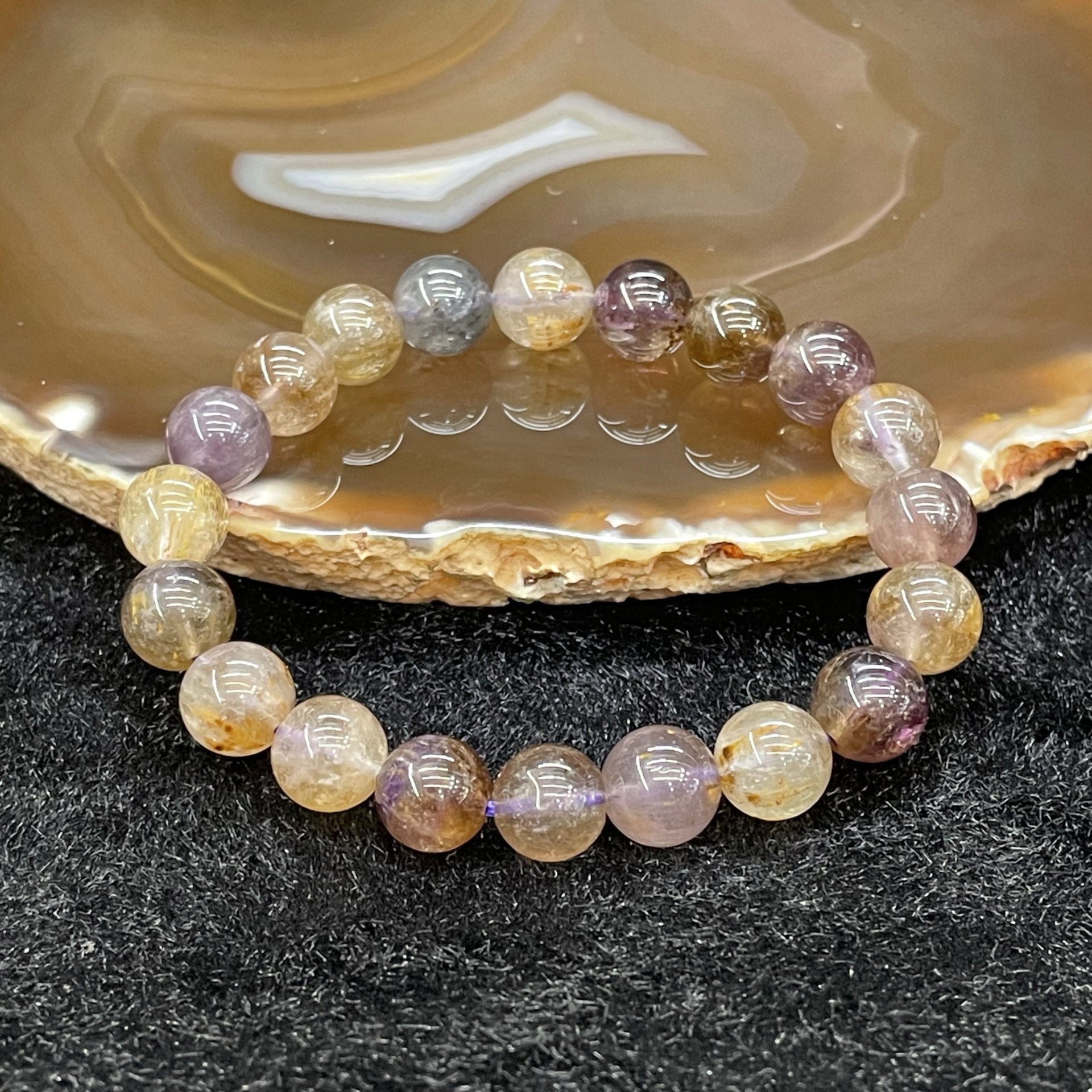 Natural Purple Titanium 紫钛晶 Bracelet 20 beads - 25.17g 9.9mm/bead - Huangs Jadeite and Jewelry Pte Ltd