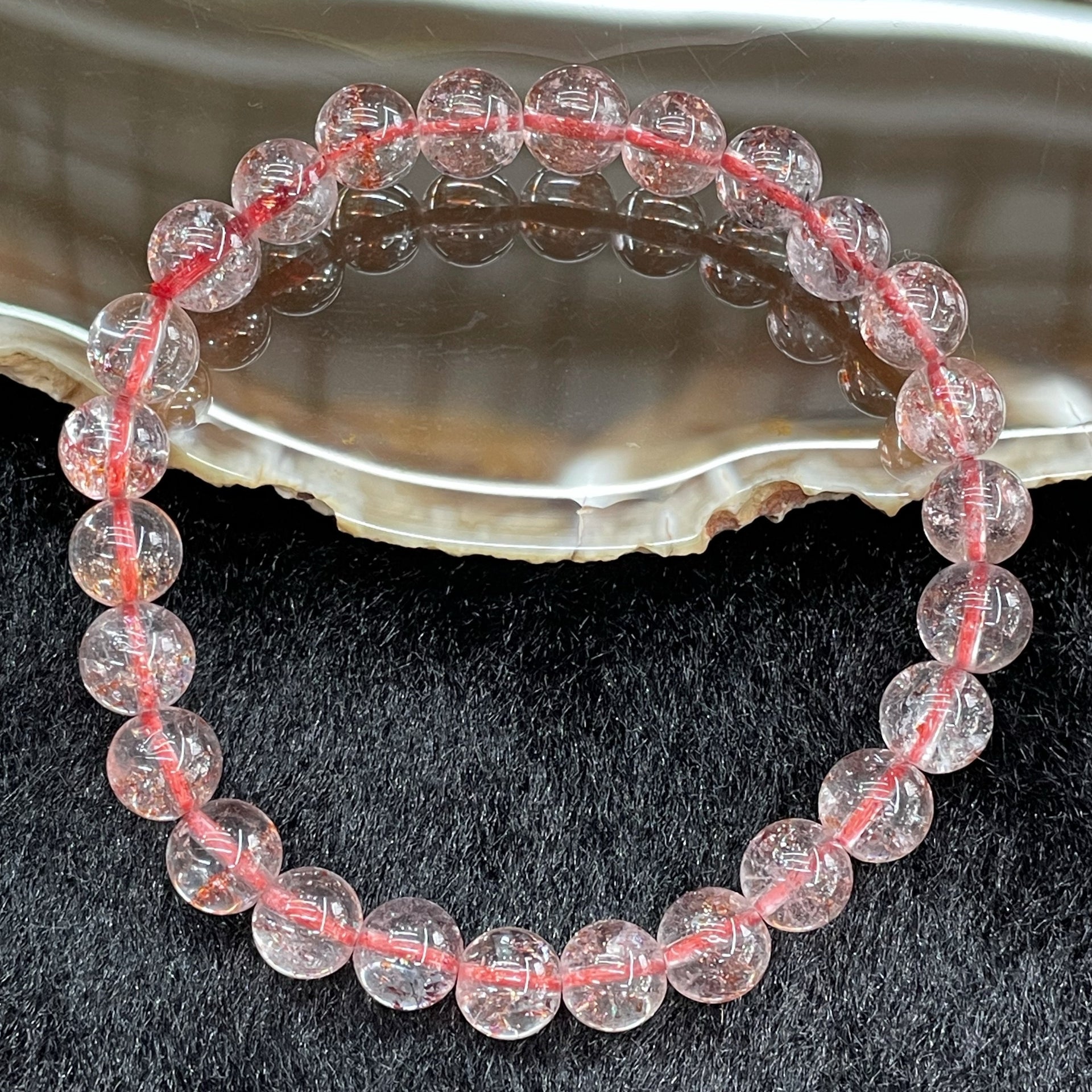 Natural Strawberry Quartz 草莓晶 Crystal - 26 beads 13.32g 7.4mm/bead - Huangs Jadeite and Jewelry Pte Ltd