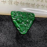 Type A Old Mine Spicy Green Dragon Head Jadeite Jade Pendant - 15.03g 33.0 by 34.4 by 9.9mm - Huangs Jadeite and Jewelry Pte Ltd