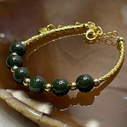 Type A Green Jade Jadeite 14kgf Bracelet - 6.10g 7.0mm/bead 6 beads - Huangs Jadeite and Jewelry Pte Ltd