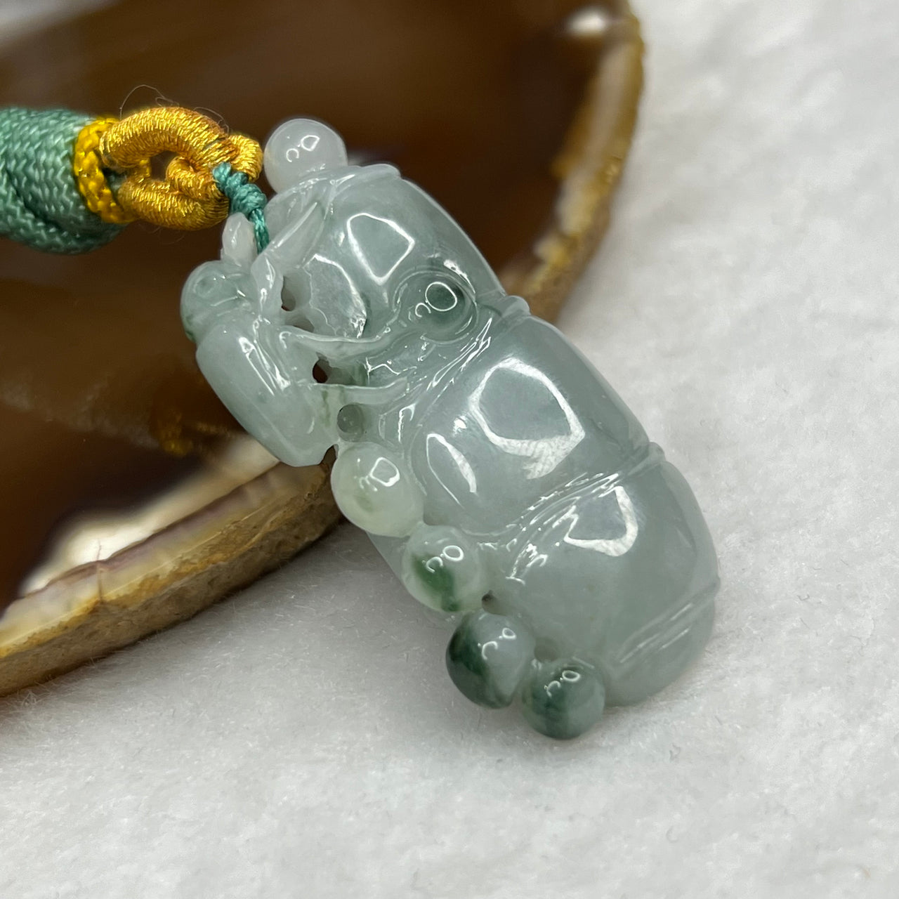 Type A Green Piao Hua Jade Jadeite Insect Pendant - 25.4g 48.1 by 22.4 by 11.7mm - Huangs Jadeite and Jewelry Pte Ltd