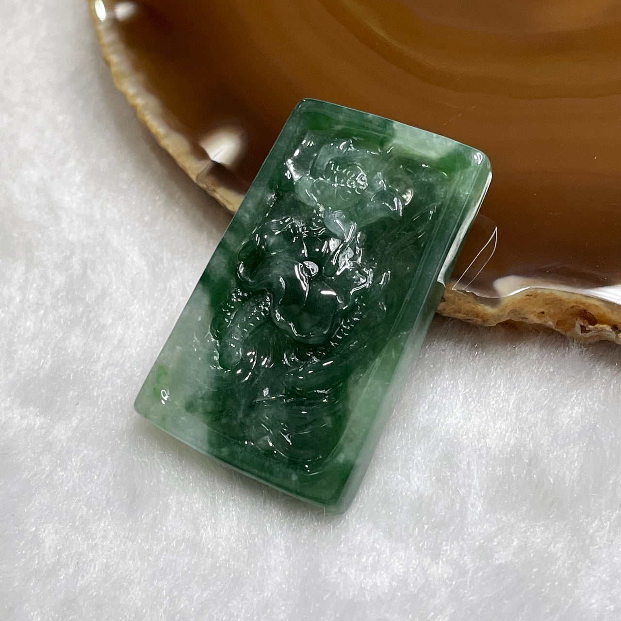 Type A Lotus Flower Jade Jadeite 13.97g 40.1 by 25.3 by 5.1mm - Huangs Jadeite and Jewelry Pte Ltd