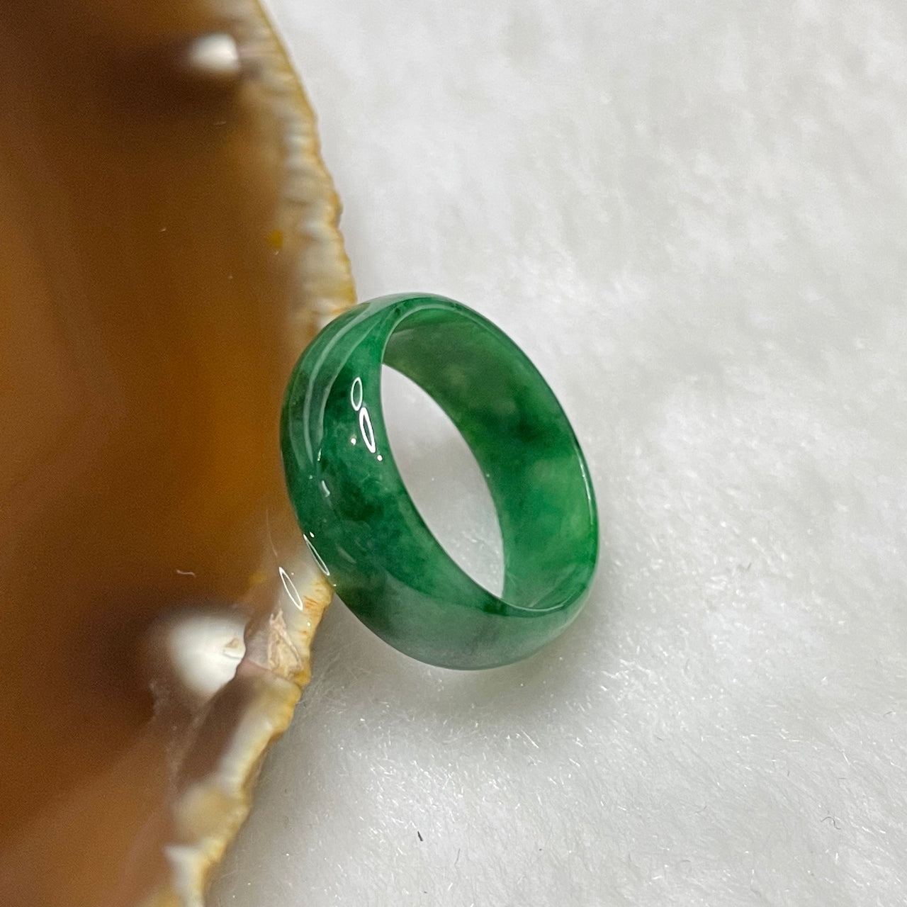 Type A Spicy Green Jade Jadeite Ring 1.68g US5 HK10.5 Inner Diameter 15.8mm Thickness 6.2 by 1.9mm - Huangs Jadeite and Jewelry Pte Ltd