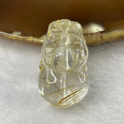 Natural Golden Rutilated Quartz Pixiu Charm for Wealth and Protection 13.04g 31.3 by 18.8 by 13.8mm - Huangs Jadeite and Jewelry Pte Ltd