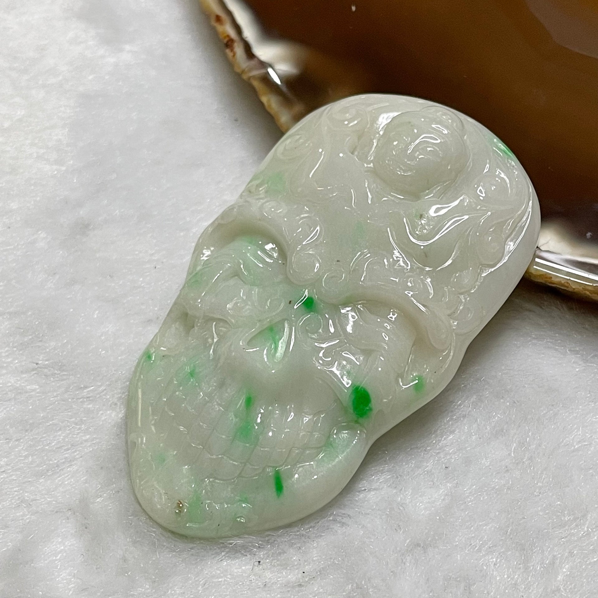 Type A Good & Evil Jade Jadeite 善恶一念之间 38.07g 63.6 by 37.4 by 8.6mm - Huangs Jadeite and Jewelry Pte Ltd