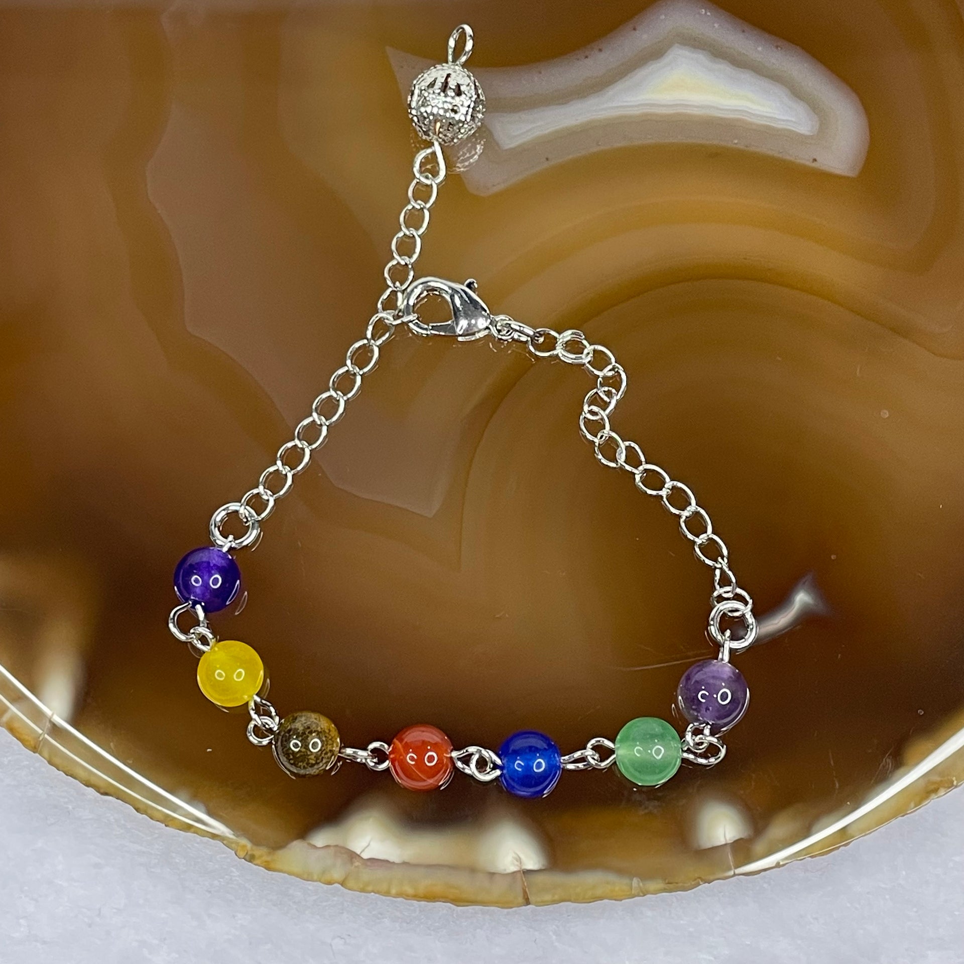 7 Elements Steel Bracelet with Crystals 6.4 mm 7 beads - Huangs Jadeite and Jewelry Pte Ltd