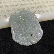 Type A Lavender & Green Dragon Jade Jadeite Pendant 34.85g 55.5 by 48.8 by 7.1mm - Huangs Jadeite and Jewelry Pte Ltd