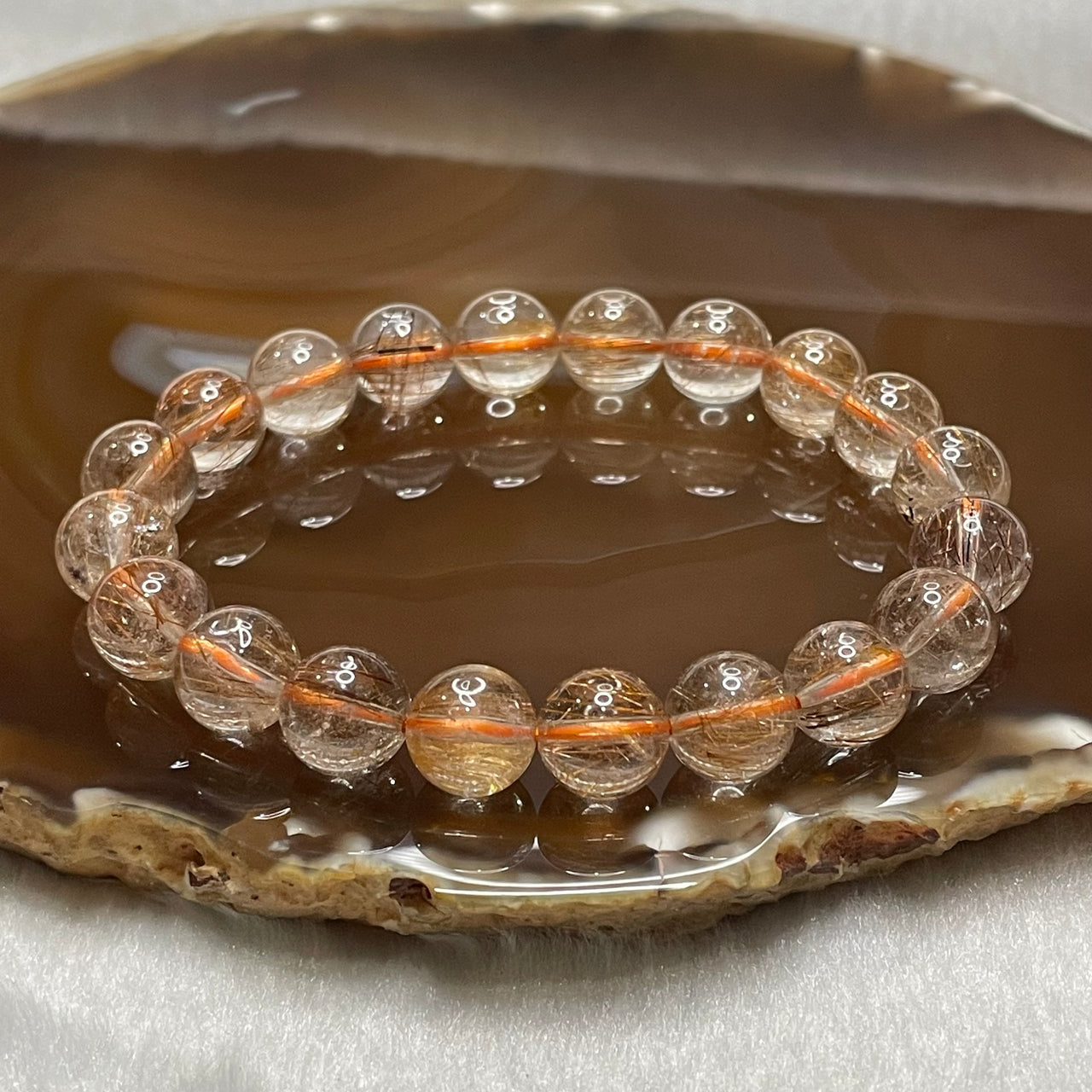 Natural Copper Rutilated Quartz 銅髮晶 24.86g 9.8mm/bead 20 beads - Huangs Jadeite and Jewelry Pte Ltd