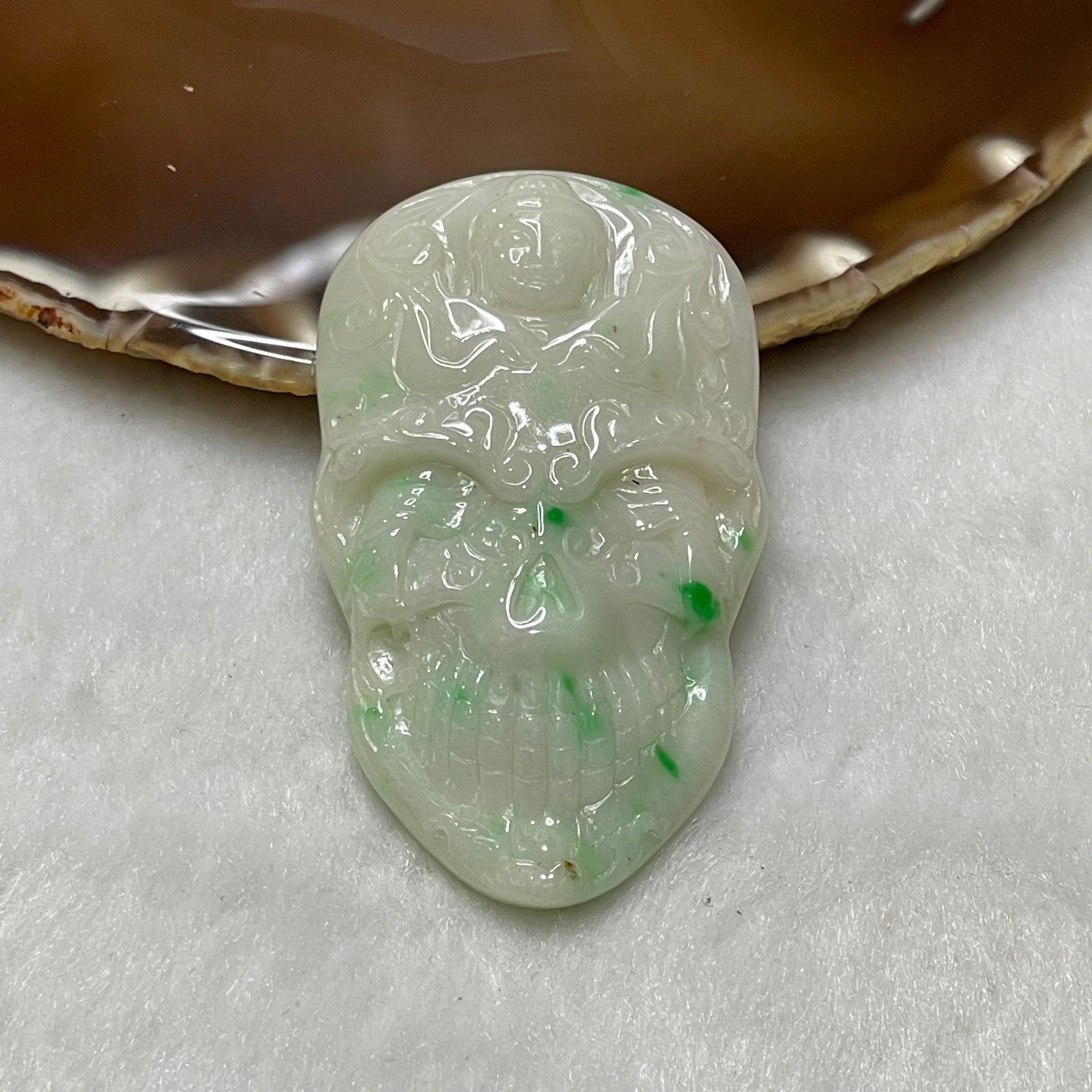 Type A Good & Evil Jade Jadeite 善恶一念之间 38.07g 63.6 by 37.4 by 8.6mm - Huangs Jadeite and Jewelry Pte Ltd