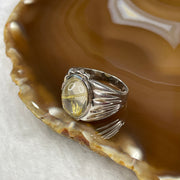 Natural Golden Rutilated Quartz 925 Silver Ring US 8 HK 18 6.49g 17.4 by 11.9 by 7.5mm - Huangs Jadeite and Jewelry Pte Ltd