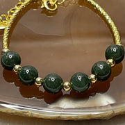 Type A Green Jade Jadeite 14kgf Bracelet - 6.10g 7.0mm/bead 6 beads - Huangs Jadeite and Jewelry Pte Ltd