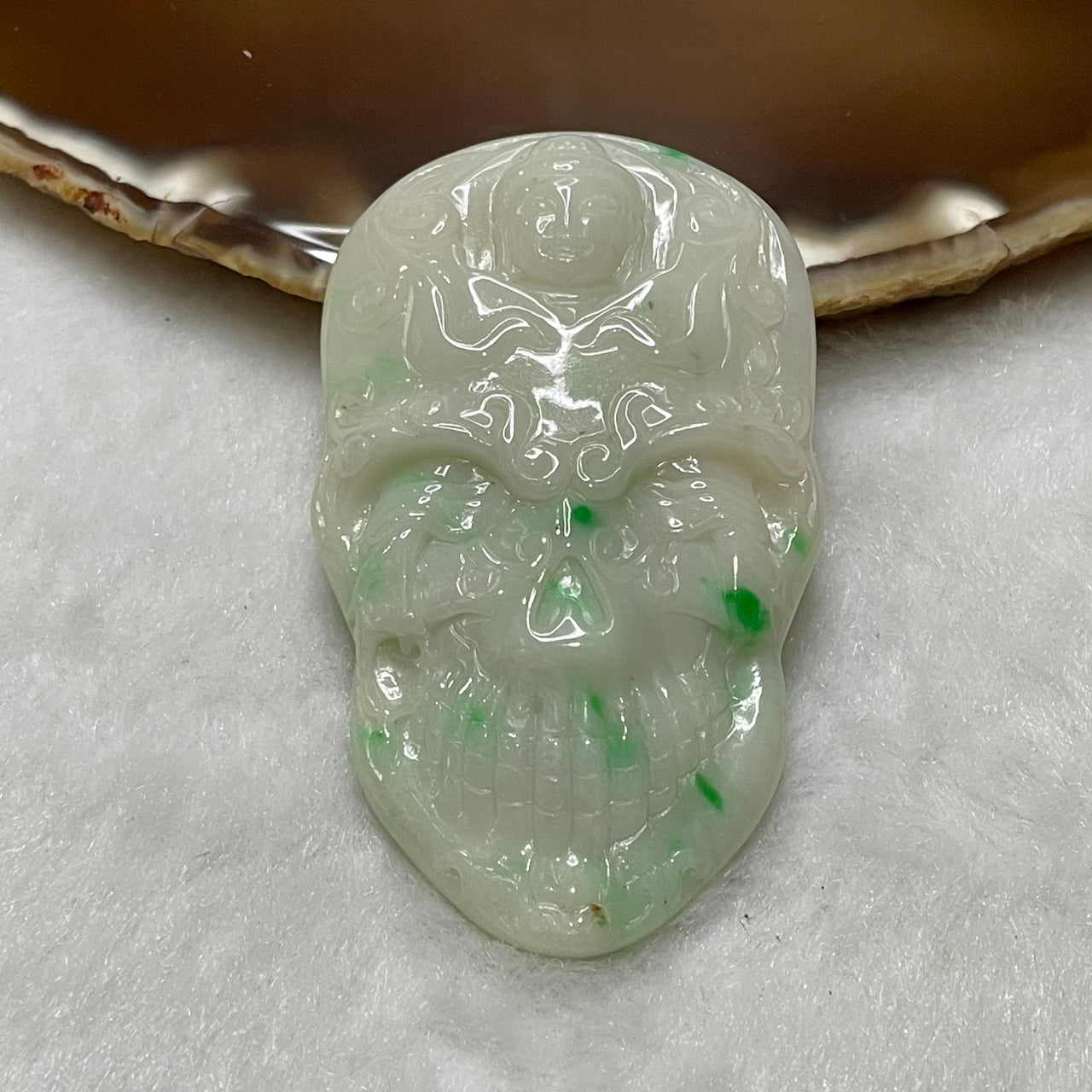 Type A Good & Evil Jade Jadeite 善恶一念之间 38.07g 63.6 by 37.4 by 8.6mm - Huangs Jadeite and Jewelry Pte Ltd