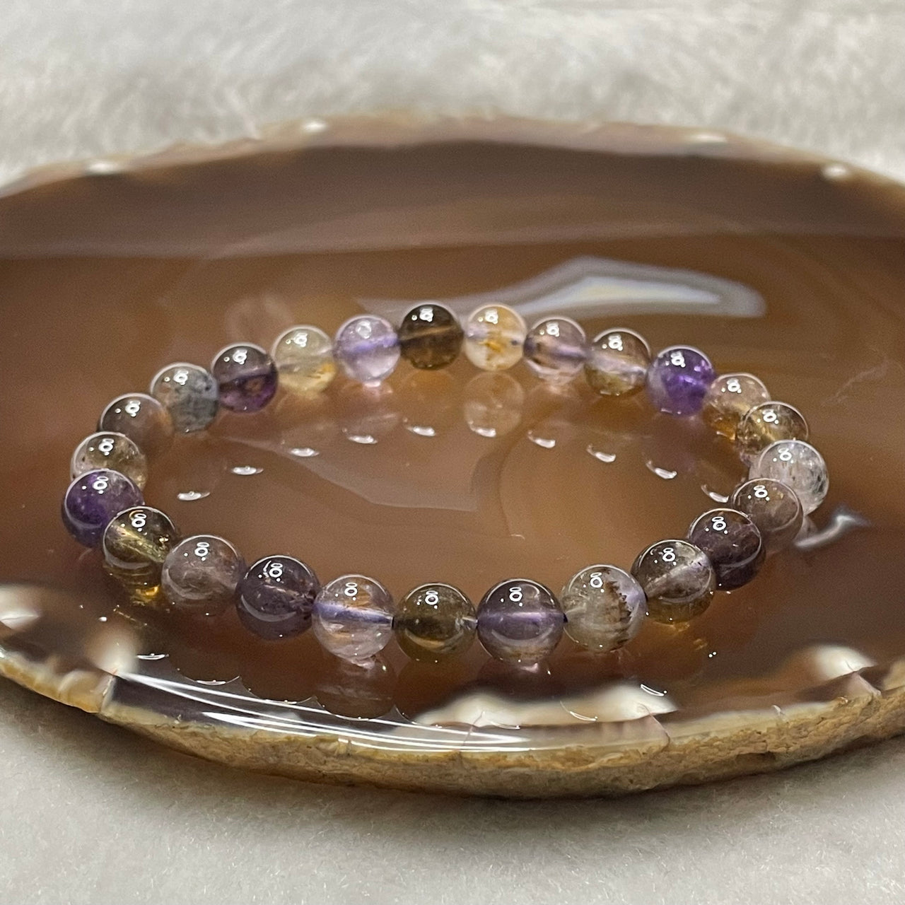 Natural Purple Titanium Crystal Bracelet 16.21g 7.9mm/bead 23 beads - Huangs Jadeite and Jewelry Pte Ltd