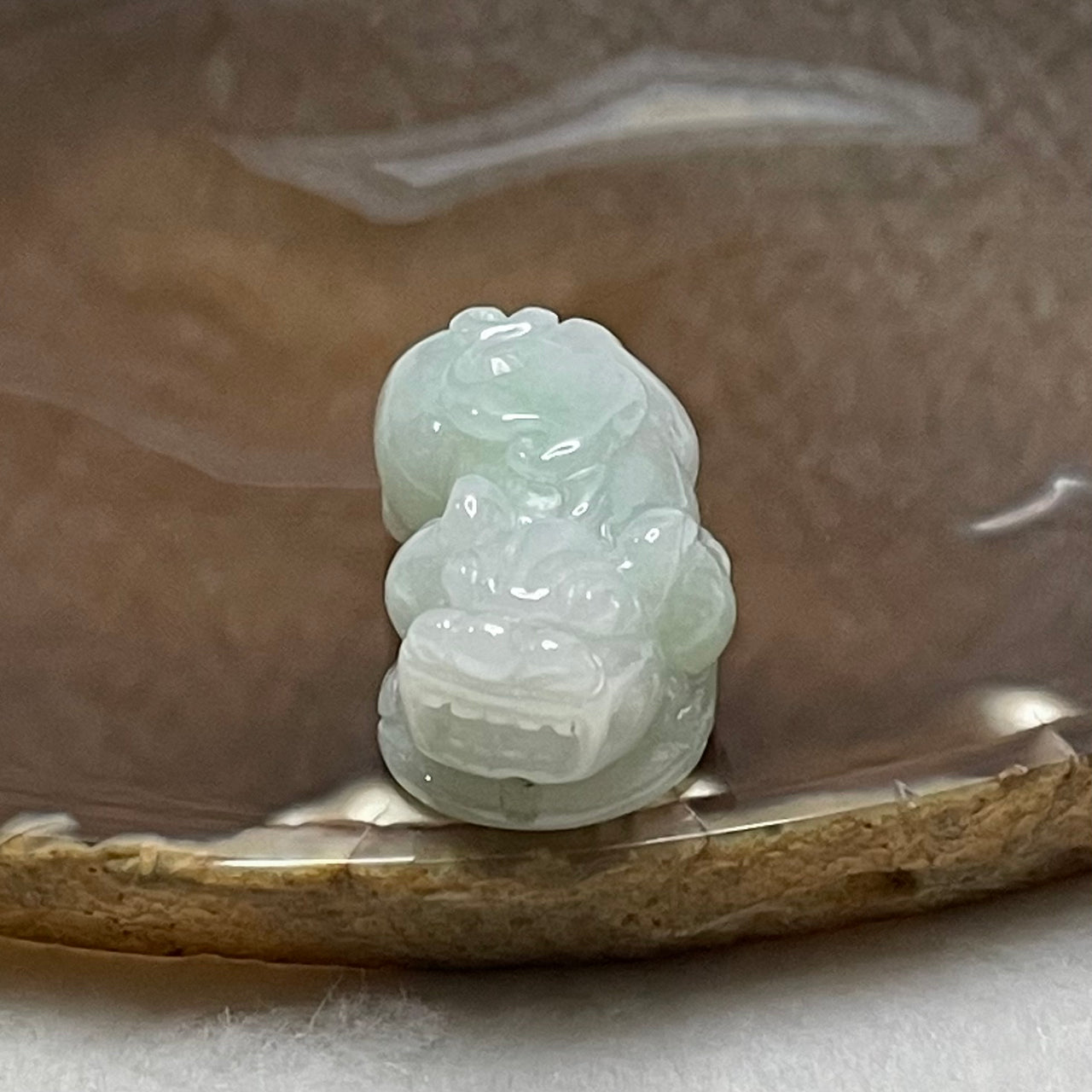 Type A Faint Green Jade Jadeite Pixiu & Ruyi Charm - 16.78g 38.8 by 18.7 by 13.2mm - Huangs Jadeite and Jewelry Pte Ltd