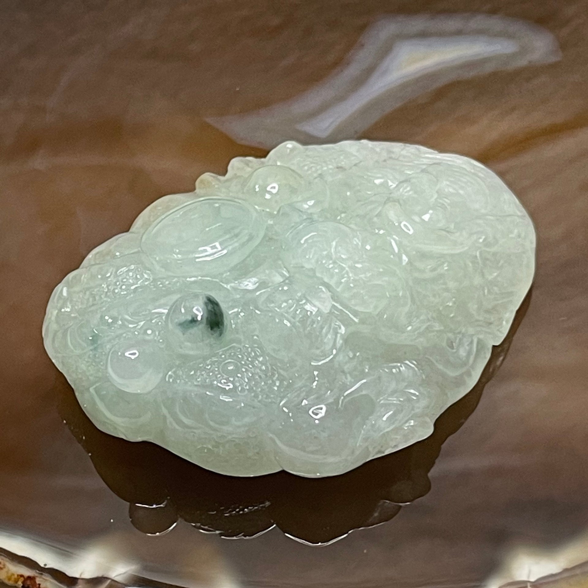 High Quality Type A Semi Icy Yellow & Green Jade Jadeite Dragon Pendant with NGI Cert- 80.59g 64.8 by 50.8 by 18.8mm - Huangs Jadeite and Jewelry Pte Ltd