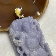 Rare Type A Intense Lavender Guan Gong Jade Jadeite 18k gold with NGI Cert 106.26g 90.0 by 41.3 by 15.8mm - Huangs Jadeite and Jewelry Pte Ltd