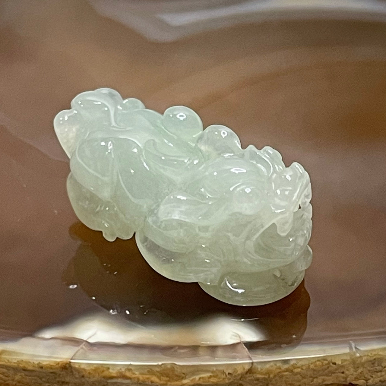 Type A Light Green Jade Jadeite Pixiu Charm - 11.34g 32.3 by 15.7 by 14.1mm - Huangs Jadeite and Jewelry Pte Ltd