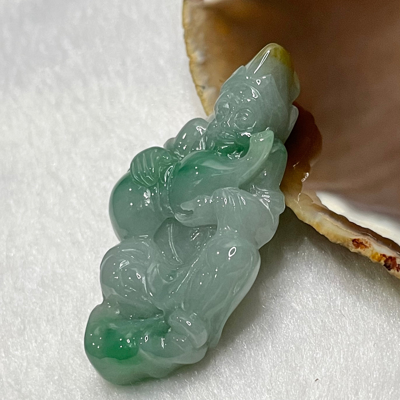 Type A Green & Yellow Jade Jadeite Ji Gong Pendant - 20.67g 50.6 by 29.4 by 8.9mm - Huangs Jadeite and Jewelry Pte Ltd