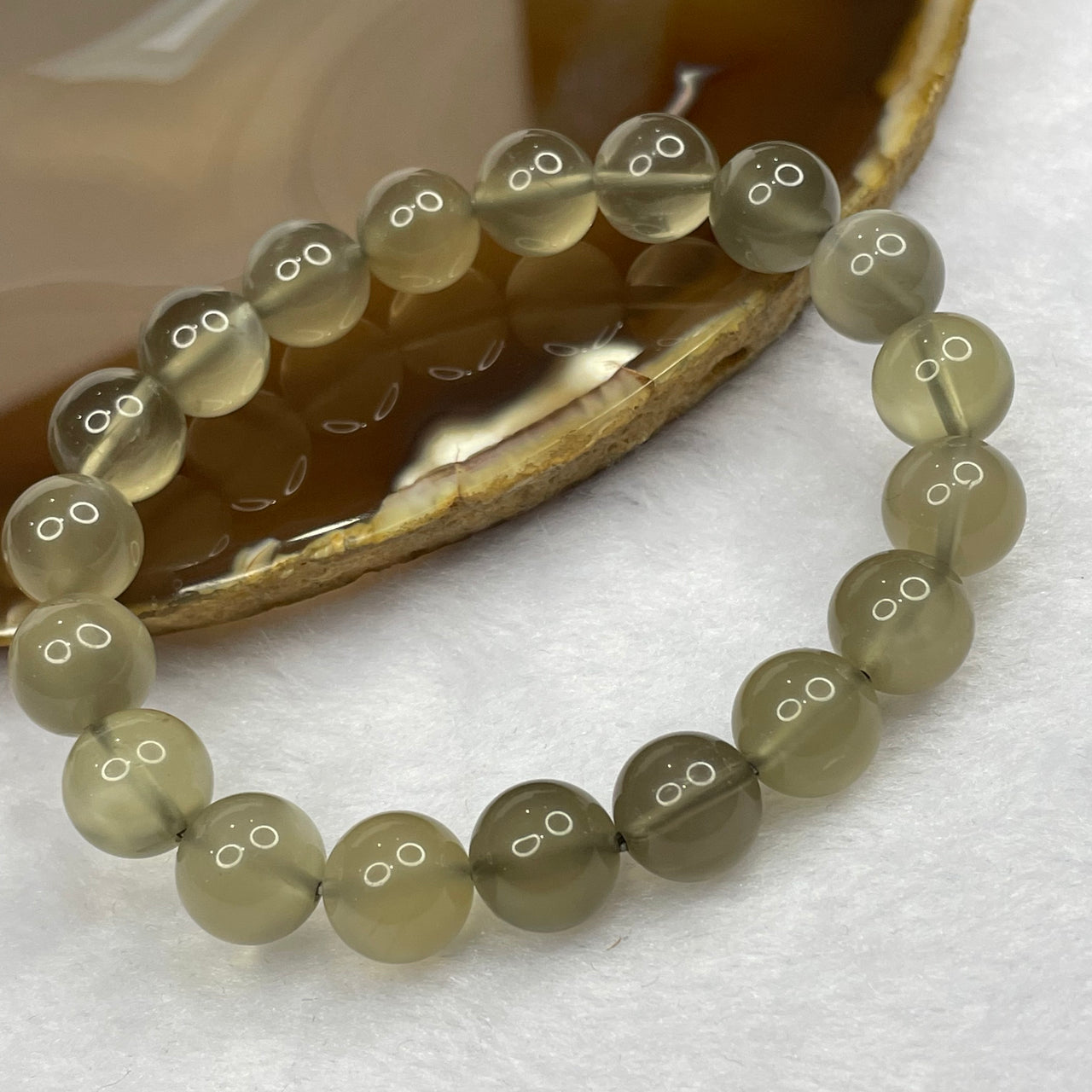 Natural Grey Moonstone Bracelet 灰月光 - 29.80g 10.6mm/bead 19 beads - Huangs Jadeite and Jewelry Pte Ltd