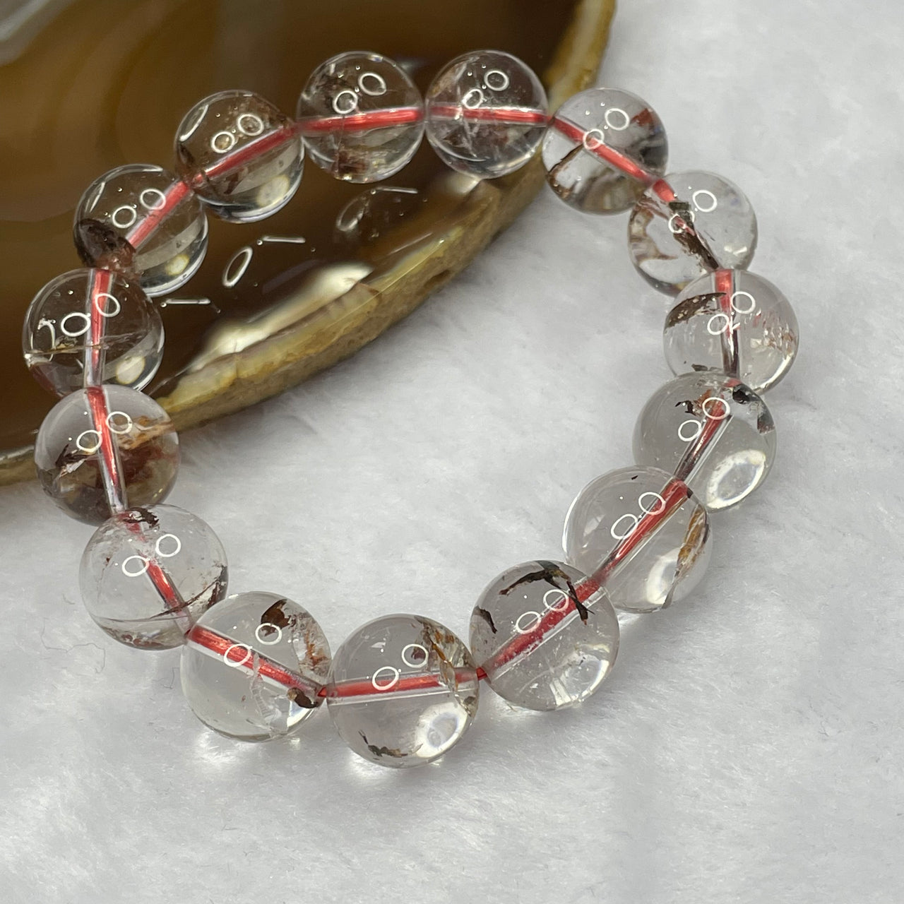 Natural Red Phantom Quartz Crystal Bracelet 55.62g 13.7mm/bead 15 beads - Huangs Jadeite and Jewelry Pte Ltd