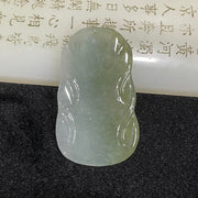 Type A Icy 2 shades of Green Jade Jadeite Zhong Kui Pendant - 25.55g 58.5 by 38.1 by 5.8mm - Huangs Jadeite and Jewelry Pte Ltd