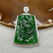 RARE Type A Full Yang Green Dragon Jade Jadeite 18k white gold & diamonds with NGI Cert 22.38g 50.2 by 30.7 by 9.0mm - Huangs Jadeite and Jewelry Pte Ltd