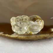 Natural Golden Rutilated Quartz Pixiu Charm for Wealth and Protection 13.04g 31.3 by 18.8 by 13.8mm - Huangs Jadeite and Jewelry Pte Ltd