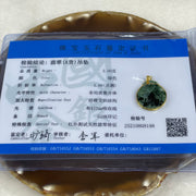 Type A Spicy Green Jadeite Wu Shi Pai Pendant with 18k Gold Setting - 2.00g 20 by 20 by 2mm - Huangs Jadeite and Jewelry Pte Ltd