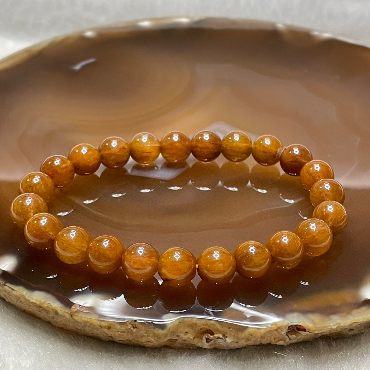 Natural Copper Rutilated Quartz 銅髮晶 17.37g 8.2mm/bead 23 beads - Huangs Jadeite and Jewelry Pte Ltd