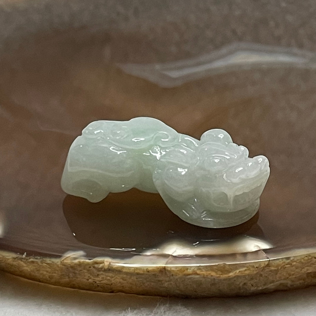 Type A Faint Green Jade Jadeite Pixiu & Ruyi Charm - 16.78g 38.8 by 18.7 by 13.2mm - Huangs Jadeite and Jewelry Pte Ltd