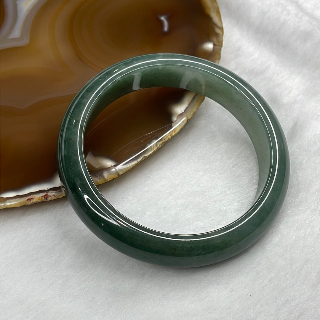 Type A Semi Icy Blueish Green Jadeite Bangle 64.07g inner diameter 59.6mm 13.5 by 8.3mm - Huangs Jadeite and Jewelry Pte Ltd