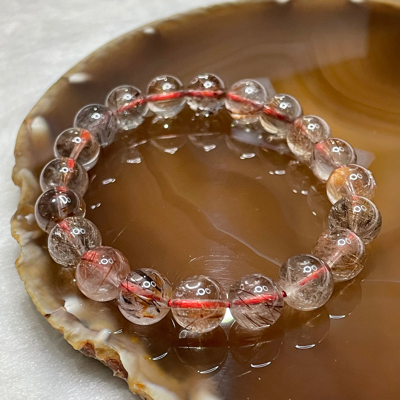 Natural Copper Rutilated Quartz 銅髮晶 24.64g 9.7mm/bead 20 beads - Huangs Jadeite and Jewelry Pte Ltd