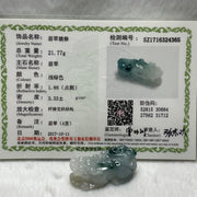 Type A Faint Green with Green Piao Hua Jade Jadeite Pixiu & Ruyi Charm - 21.77g 41.7 by 18.7 by 14.6mm - Huangs Jadeite and Jewelry Pte Ltd