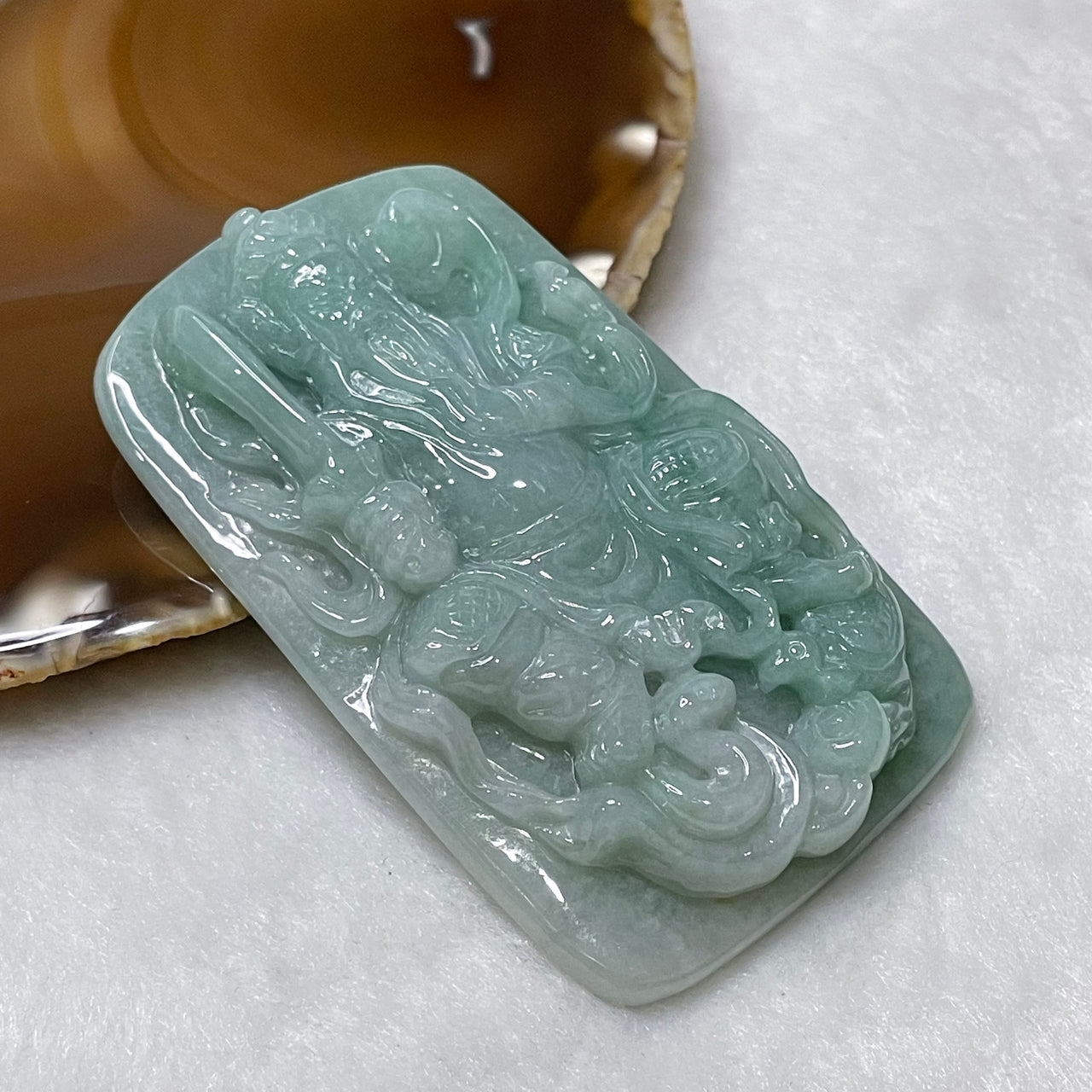 Rare Carving Type A Green Jade Jadeite Xuan Tian Shang Di (玄天上帝) 87.54g 77.4 by 46.7 by 12.0mm - Huangs Jadeite and Jewelry Pte Ltd