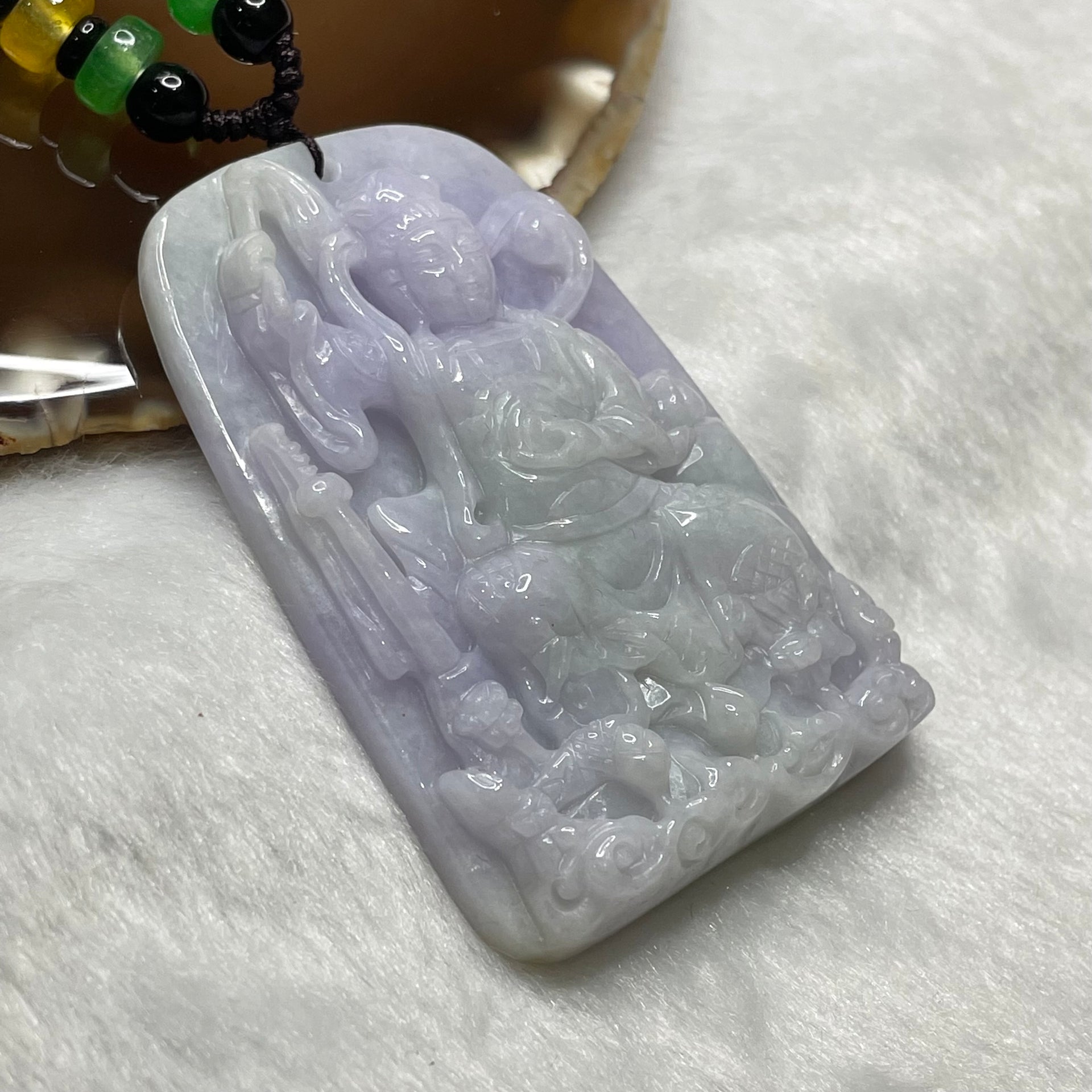 Type A Goddess Jiu Tian Xuan Nü 九天玄女 Lavender Jade Jadeite 61.17g 62.2 by 44.5 by 9.5mm - Huangs Jadeite and Jewelry Pte Ltd