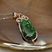 Type A Green Omphacite Jade Jadeite Ruyi - 3.14g 37.0 by 12.6 by 6.4mm - Huangs Jadeite and Jewelry Pte Ltd