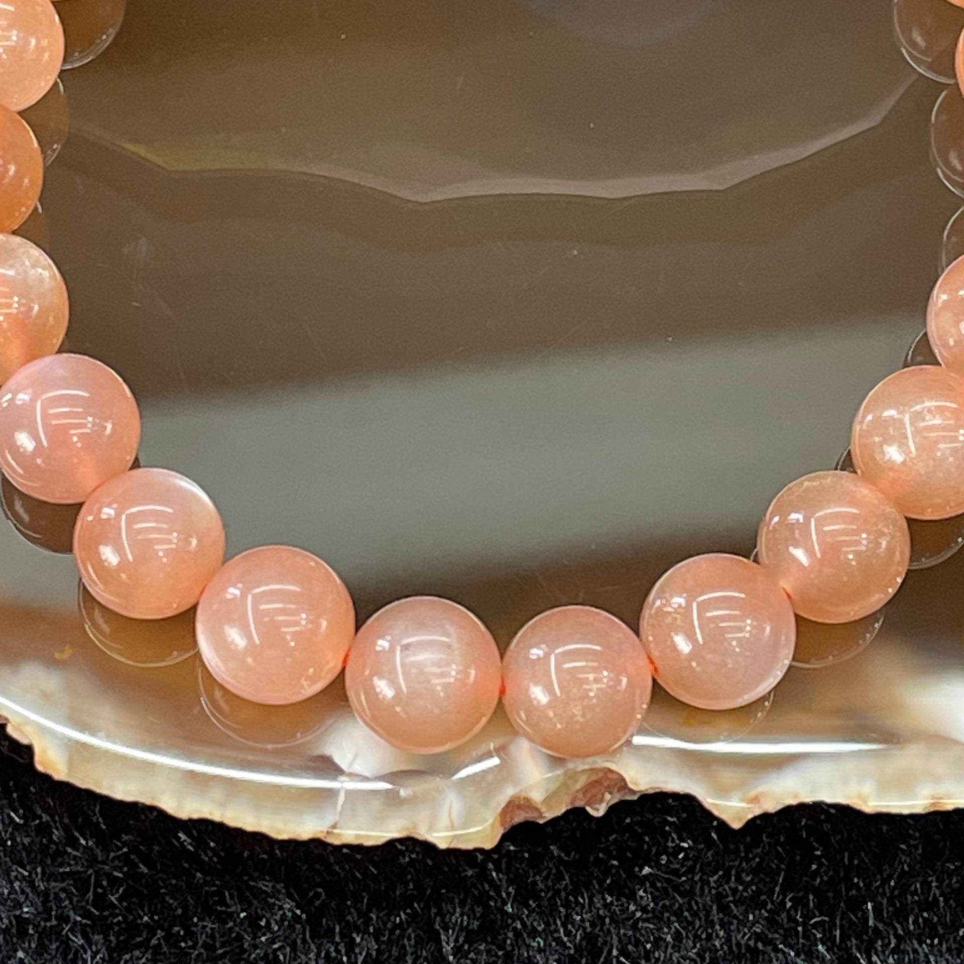 Natural Sunstone Beads Bracelet - 太阳石 - 16.42g 8.3mm/bead 23 beads - Huangs Jadeite and Jewelry Pte Ltd