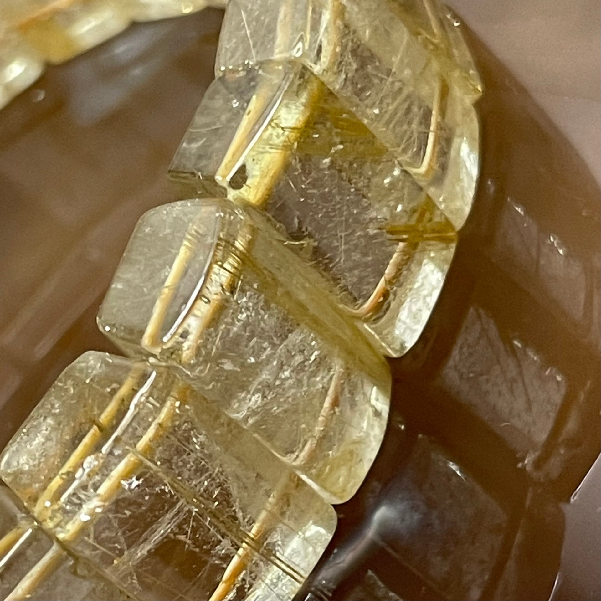 Natural Golden Rutilated Quartz Bracelet 手牌 - 67.41g 18.2 by 8.0mm/piece 21 pieces - Huangs Jadeite and Jewelry Pte Ltd