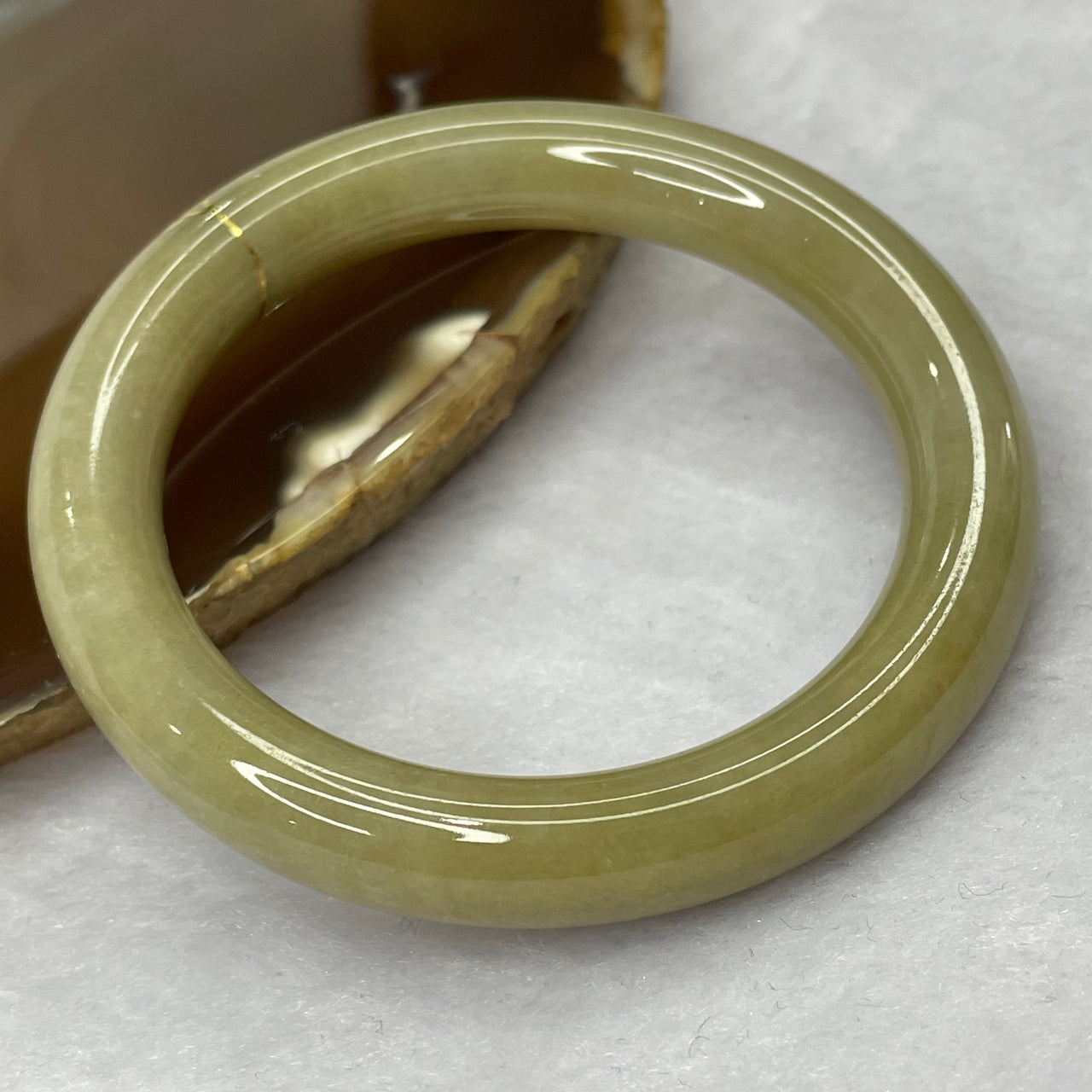 Type A Brownish Yellow Jadeite Bangle 42.68g inner diameter 50.0mm 9.6 by 9.6mm - Huangs Jadeite and Jewelry Pte Ltd