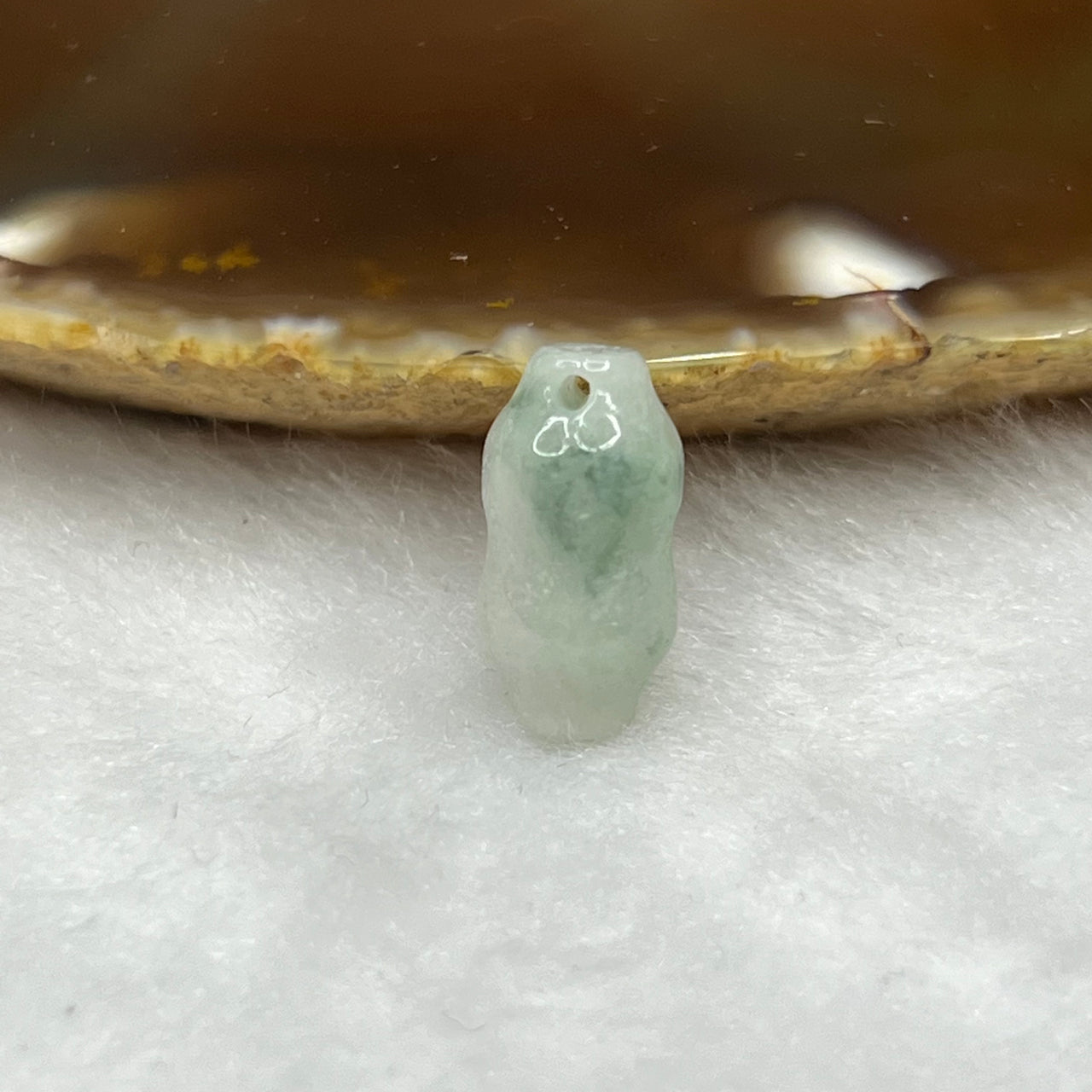 Type A Green Jade Jadeite Peanut - 1.47g 14.3 by 7.4 by 7.4 mm - Huangs Jadeite and Jewelry Pte Ltd