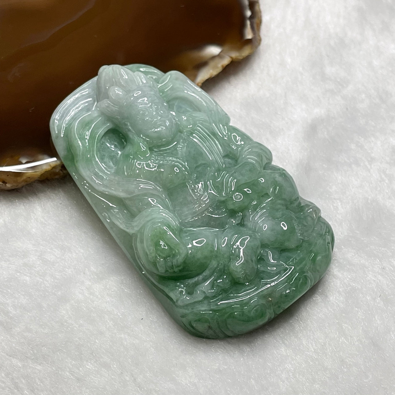 Type A Green Yellow Jambhala 黄财神 Jade Jadeite Pendant 77.99g 69.0 by 43.2 by 13.2mm - Huangs Jadeite and Jewelry Pte Ltd