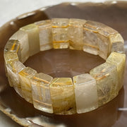 Natural Golden Rutilated Quartz Bracelet 手牌 - 62.93g 18.3 by 7.6mm/piece 18 pieces - Huangs Jadeite and Jewelry Pte Ltd