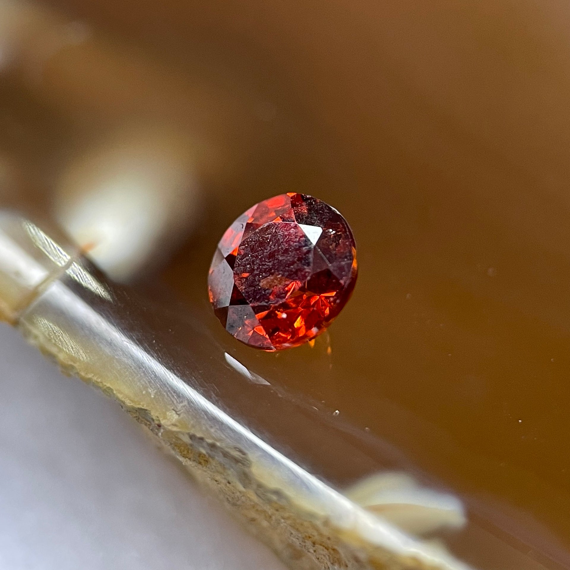 Natural Orange Red Garnet Crystal Stone for Setting - 1.05ct 5.5 by 5.5 by 3.8mm - Huangs Jadeite and Jewelry Pte Ltd